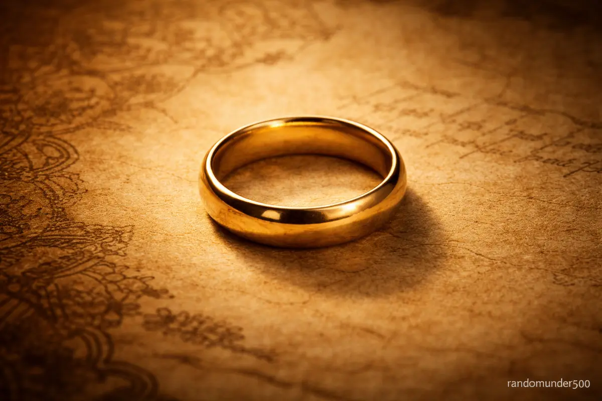 A simple gold wedding ring resting on an aged parchment background, symbolizing the historical origins of marriage traditions.