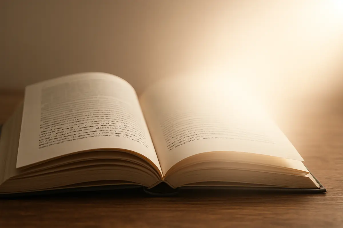 A minimalist image showing an open book with half its pages fading into light, symbolizing the unseen impact of unfinished stories.